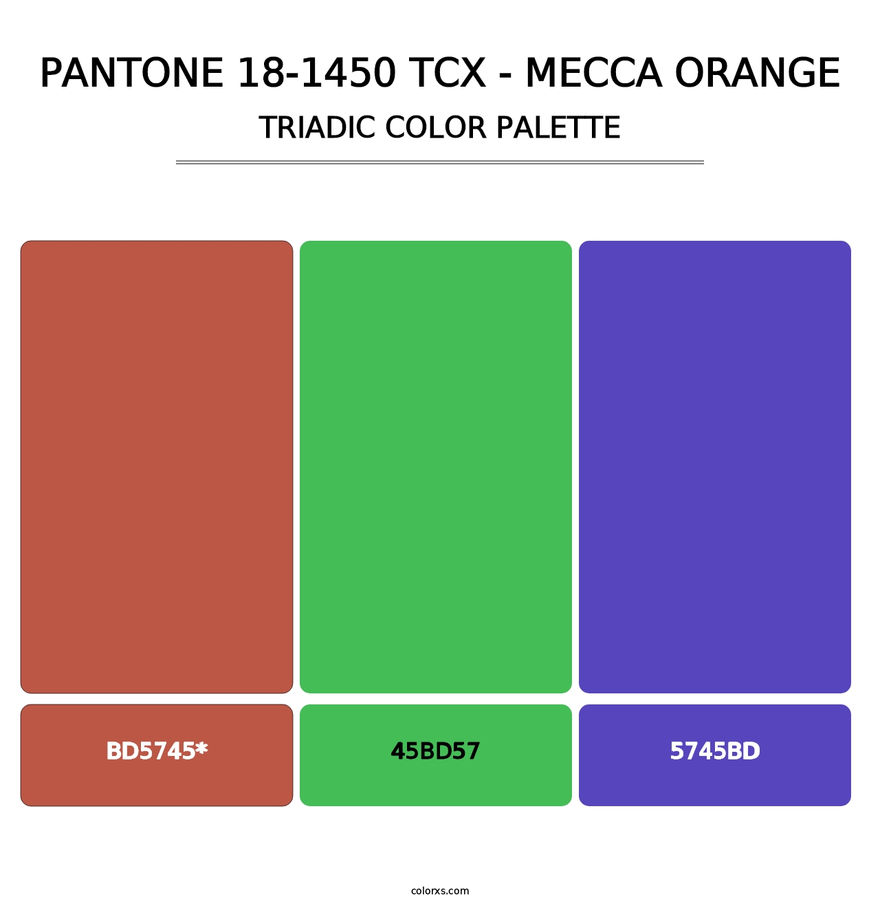 PANTONE 18-1450 TCX - Mecca Orange - Triadic Color Palette