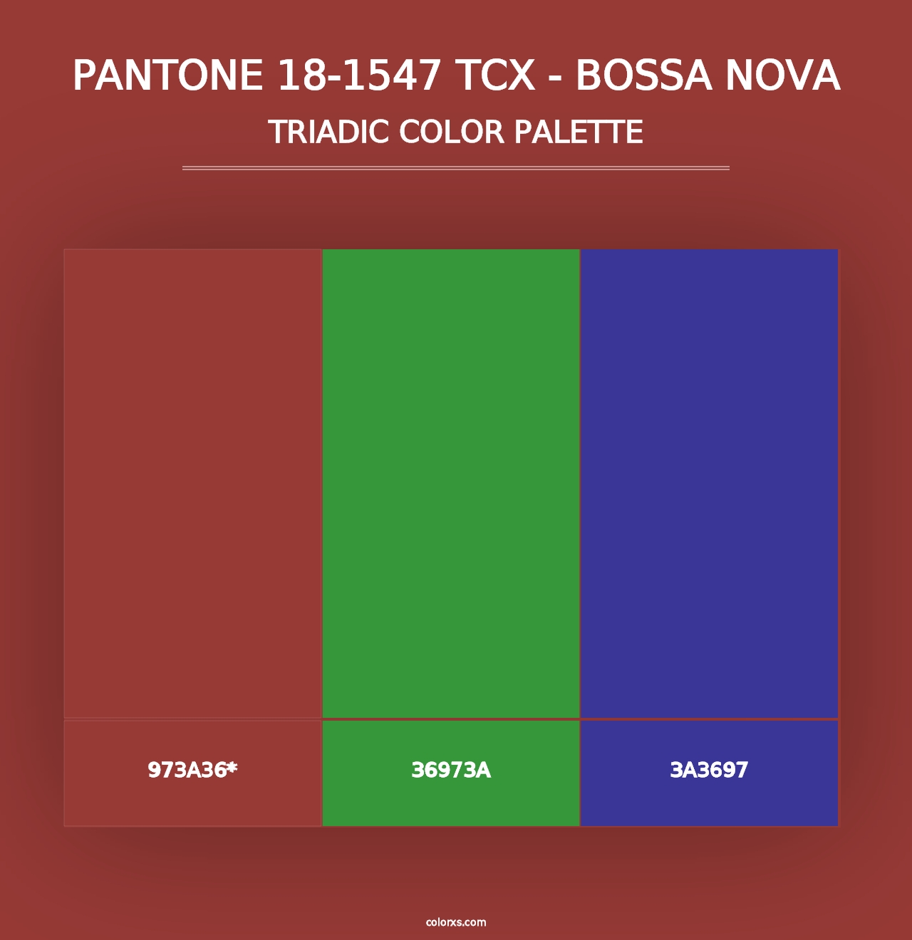 PANTONE 18-1547 TCX - Bossa Nova - Triadic Color Palette