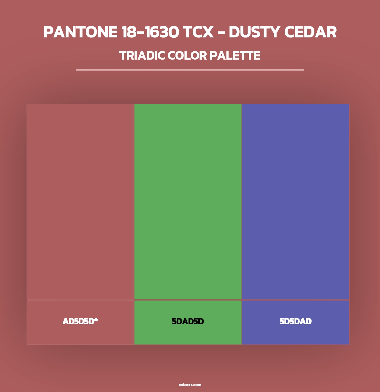 PANTONE 18-1630 TCX - Dusty Cedar - Triadic Color Palette