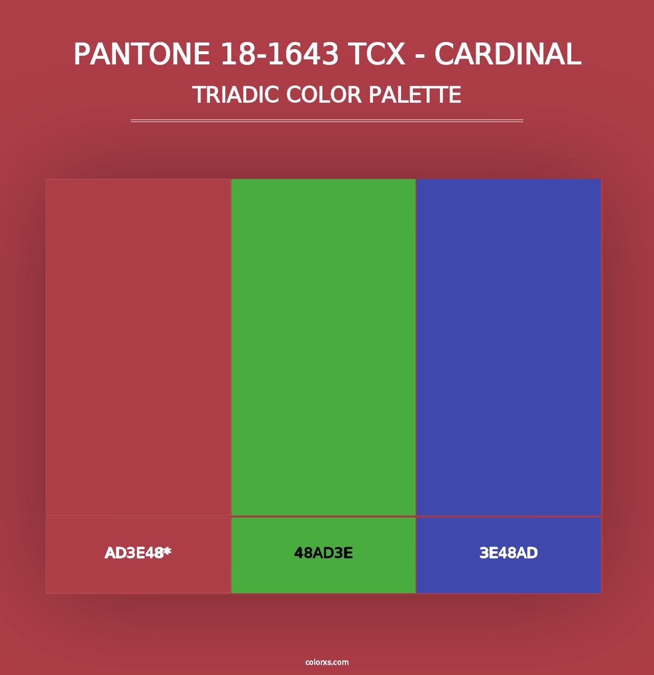 PANTONE 18-1643 TCX - Cardinal - Triadic Color Palette