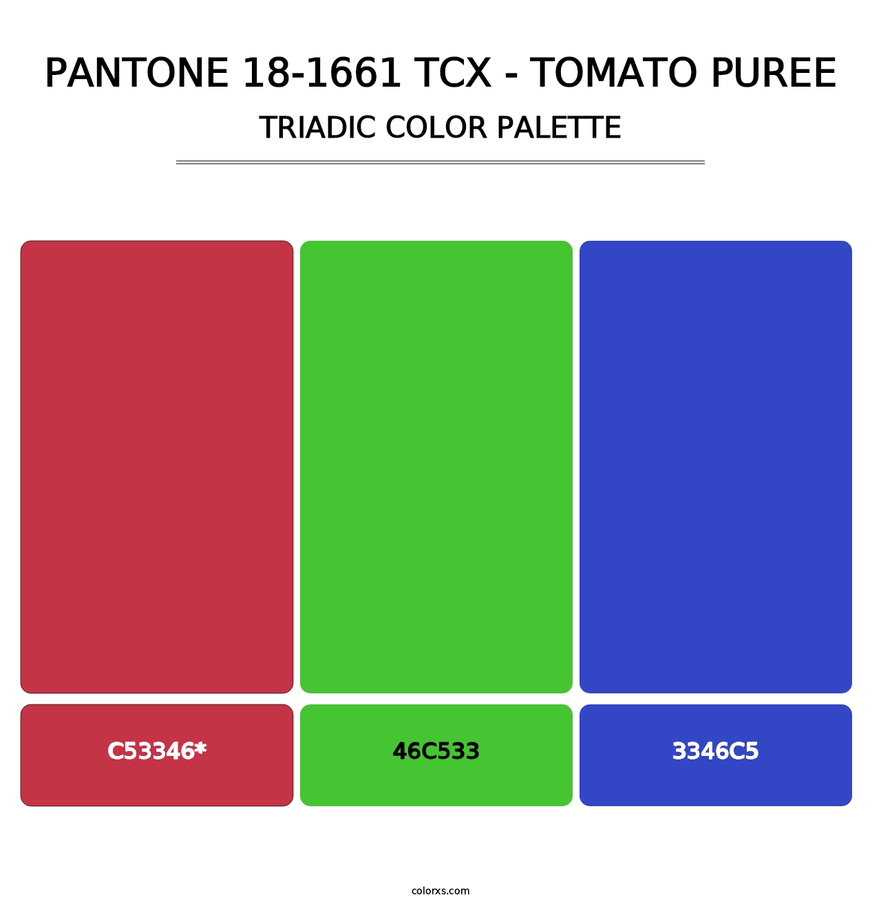 PANTONE 18-1661 TCX - Tomato Puree - Triadic Color Palette