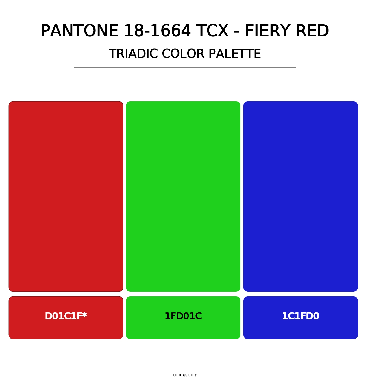 PANTONE 18-1664 TCX - Fiery Red - Triadic Color Palette