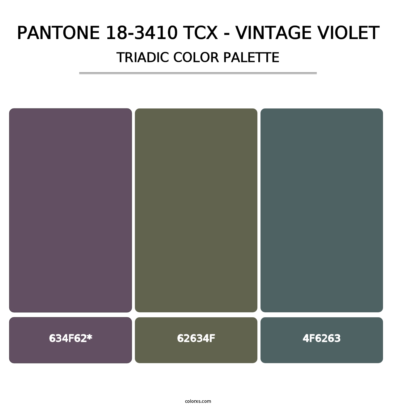 PANTONE 18-3410 TCX - Vintage Violet - Triadic Color Palette