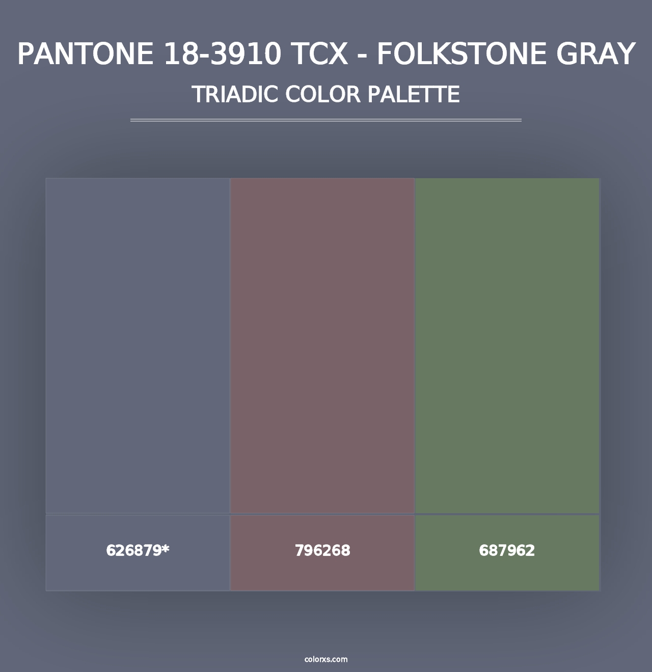 PANTONE 18-3910 TCX - Folkstone Gray - Triadic Color Palette