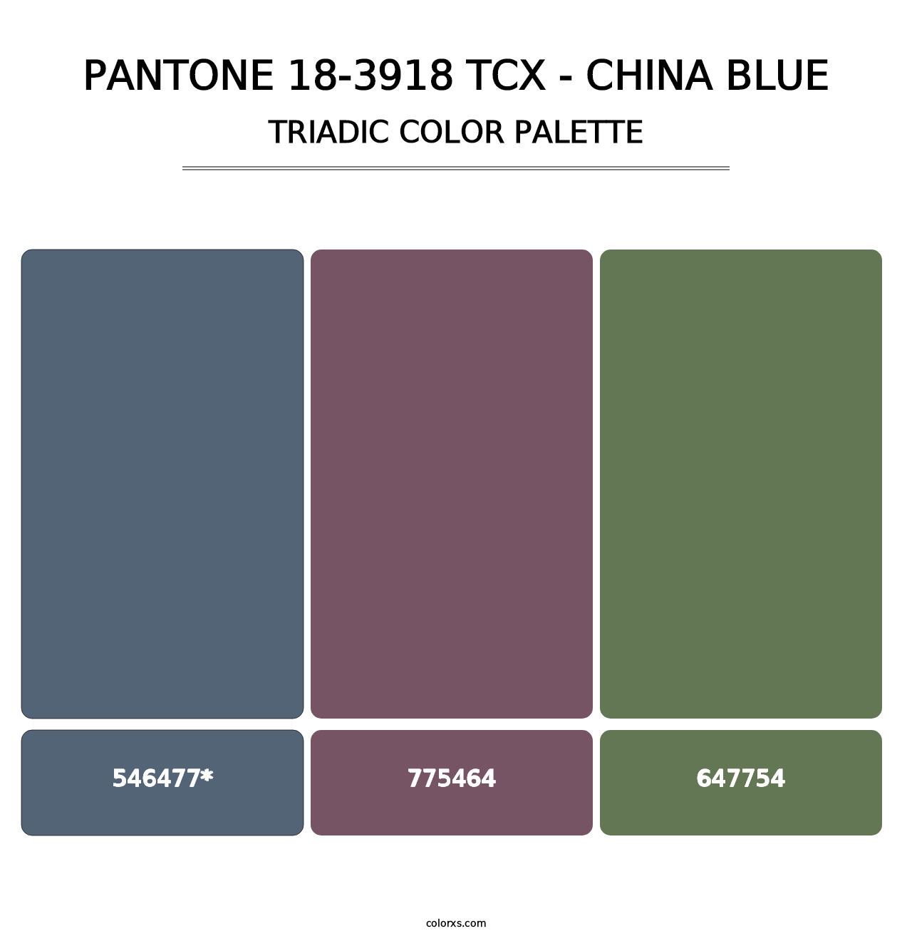 PANTONE 18-3918 TCX - China Blue - Triadic Color Palette