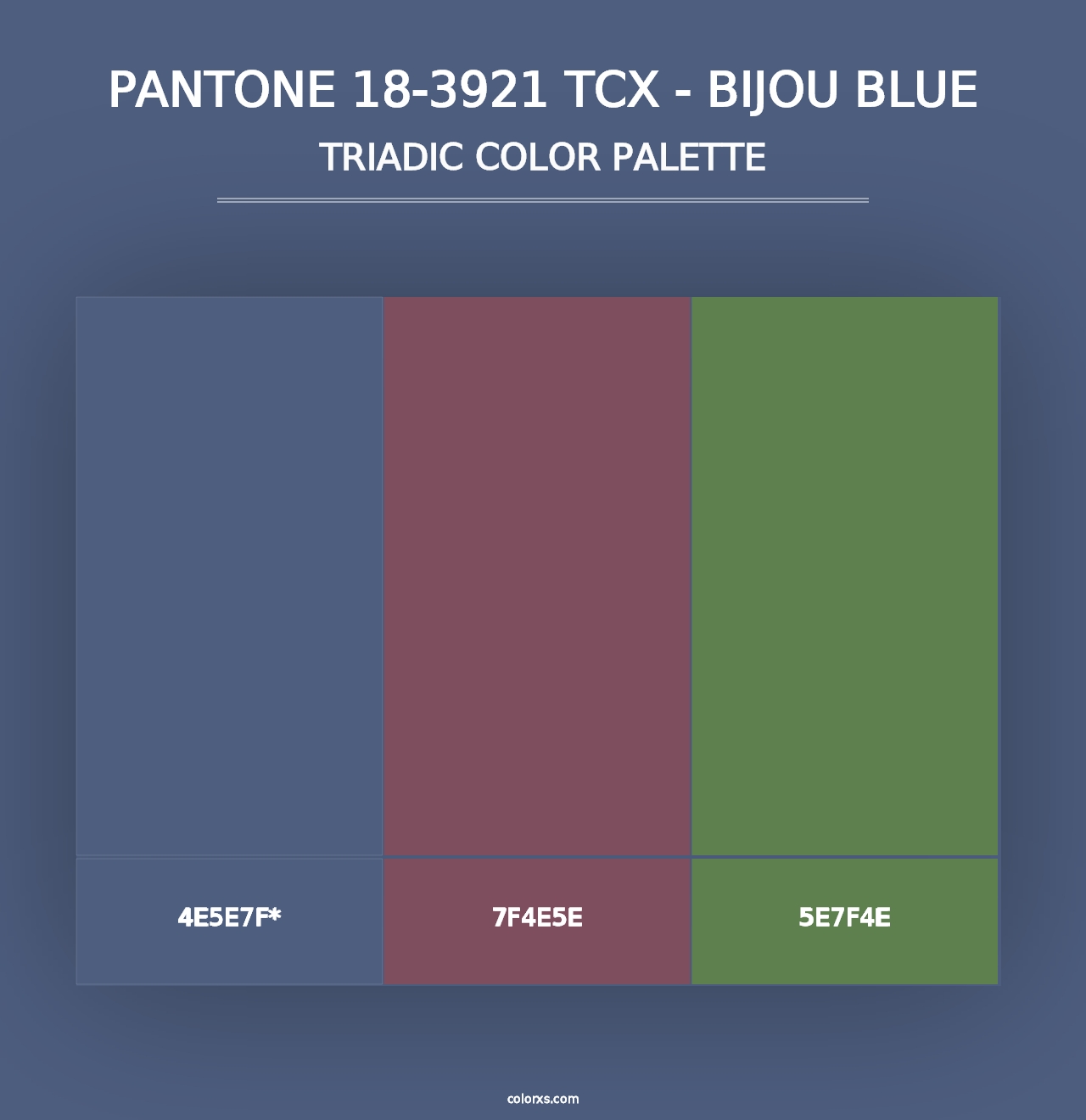 PANTONE 18-3921 TCX - Bijou Blue - Triadic Color Palette