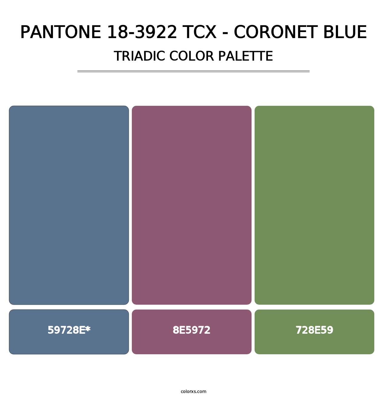 PANTONE 18-3922 TCX - Coronet Blue - Triadic Color Palette