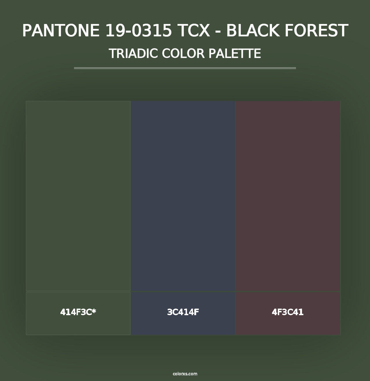 PANTONE 19-0315 TCX - Black Forest - Triadic Color Palette