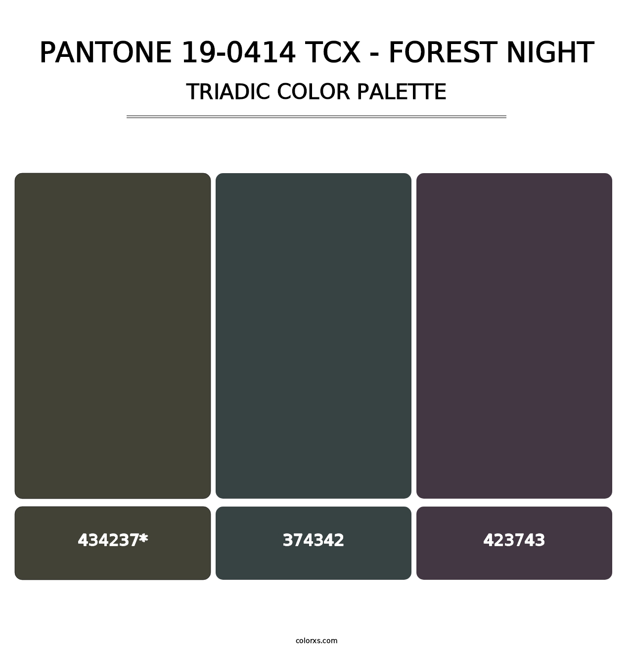 PANTONE 19-0414 TCX - Forest Night - Triadic Color Palette