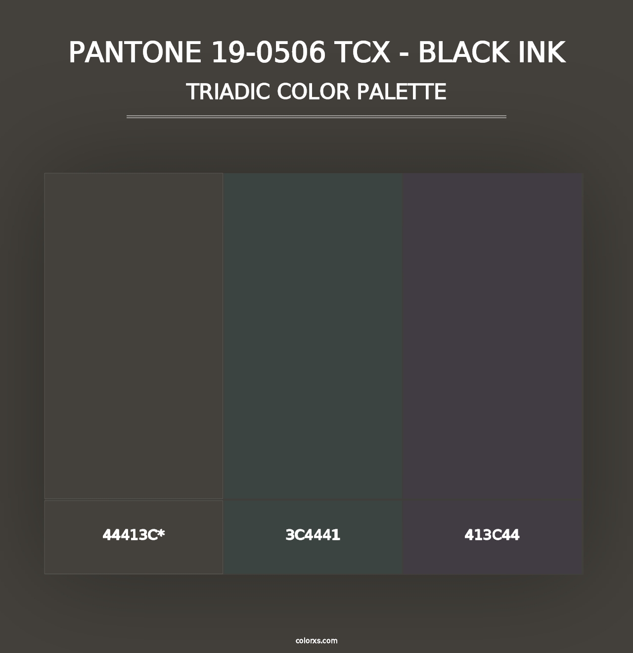 PANTONE 19-0506 TCX - Black Ink - Triadic Color Palette