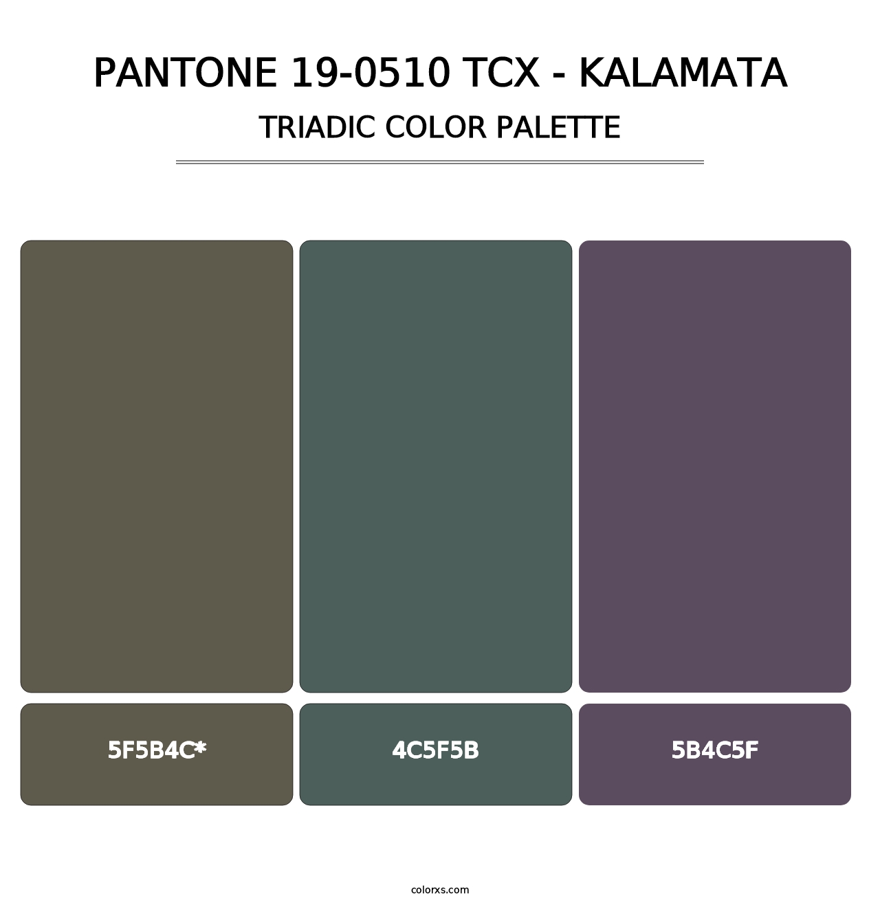 PANTONE 19-0510 TCX - Kalamata - Triadic Color Palette