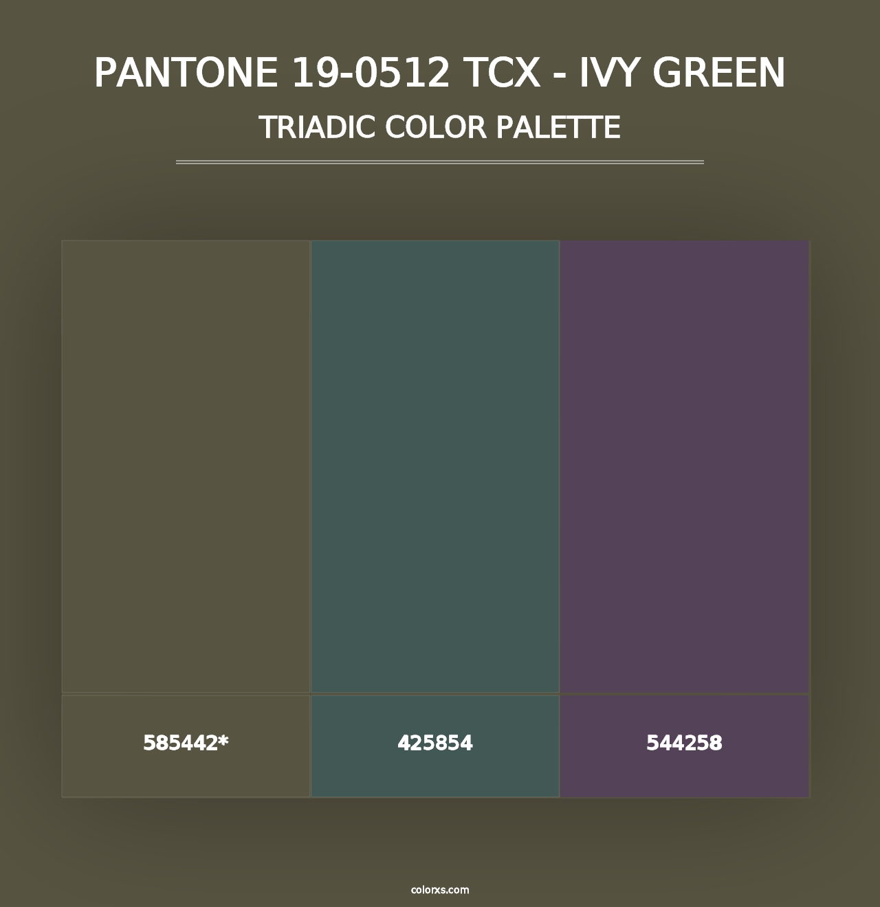 PANTONE 19-0512 TCX - Ivy Green - Triadic Color Palette