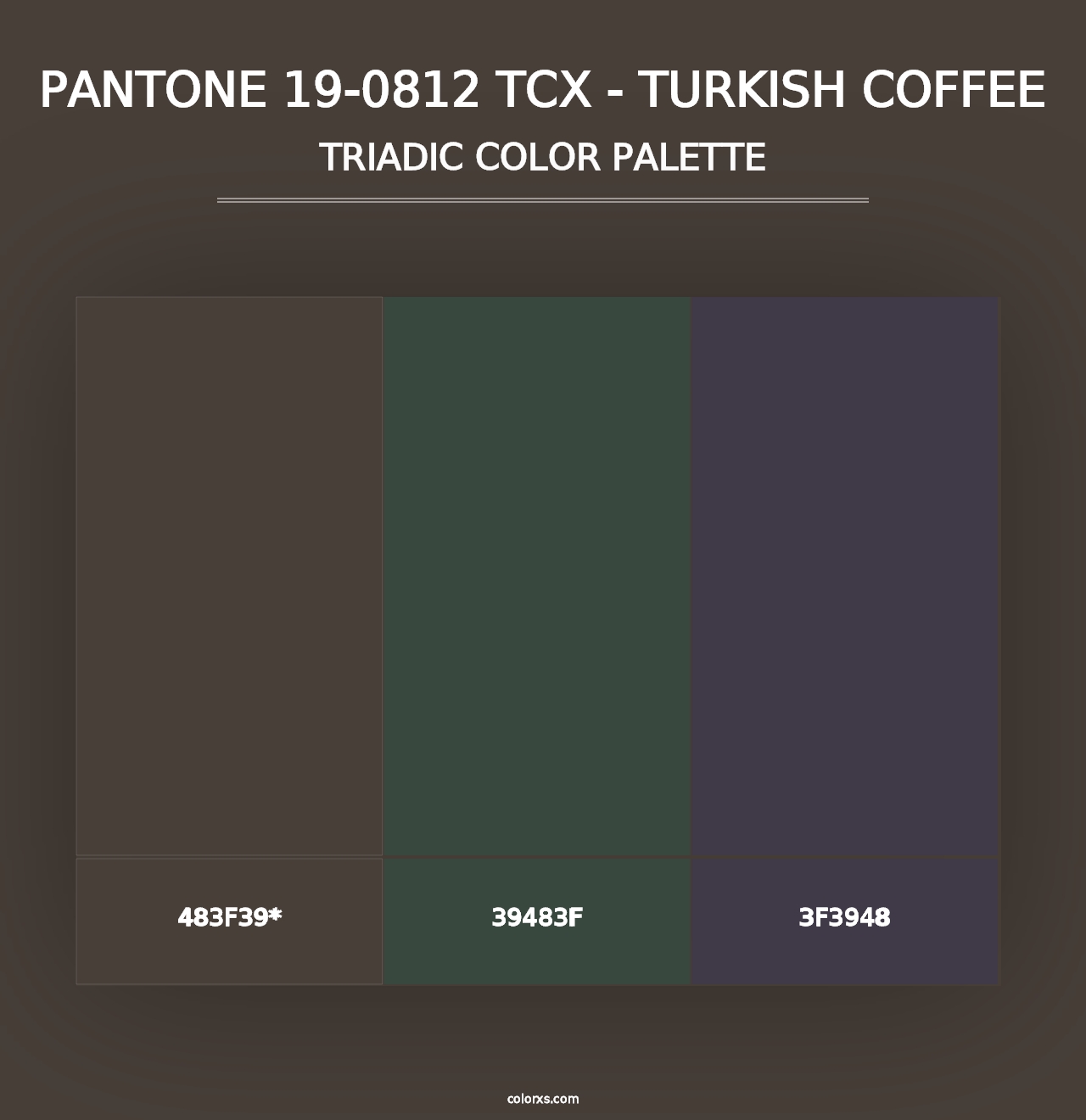 PANTONE 19-0812 TCX - Turkish Coffee - Triadic Color Palette