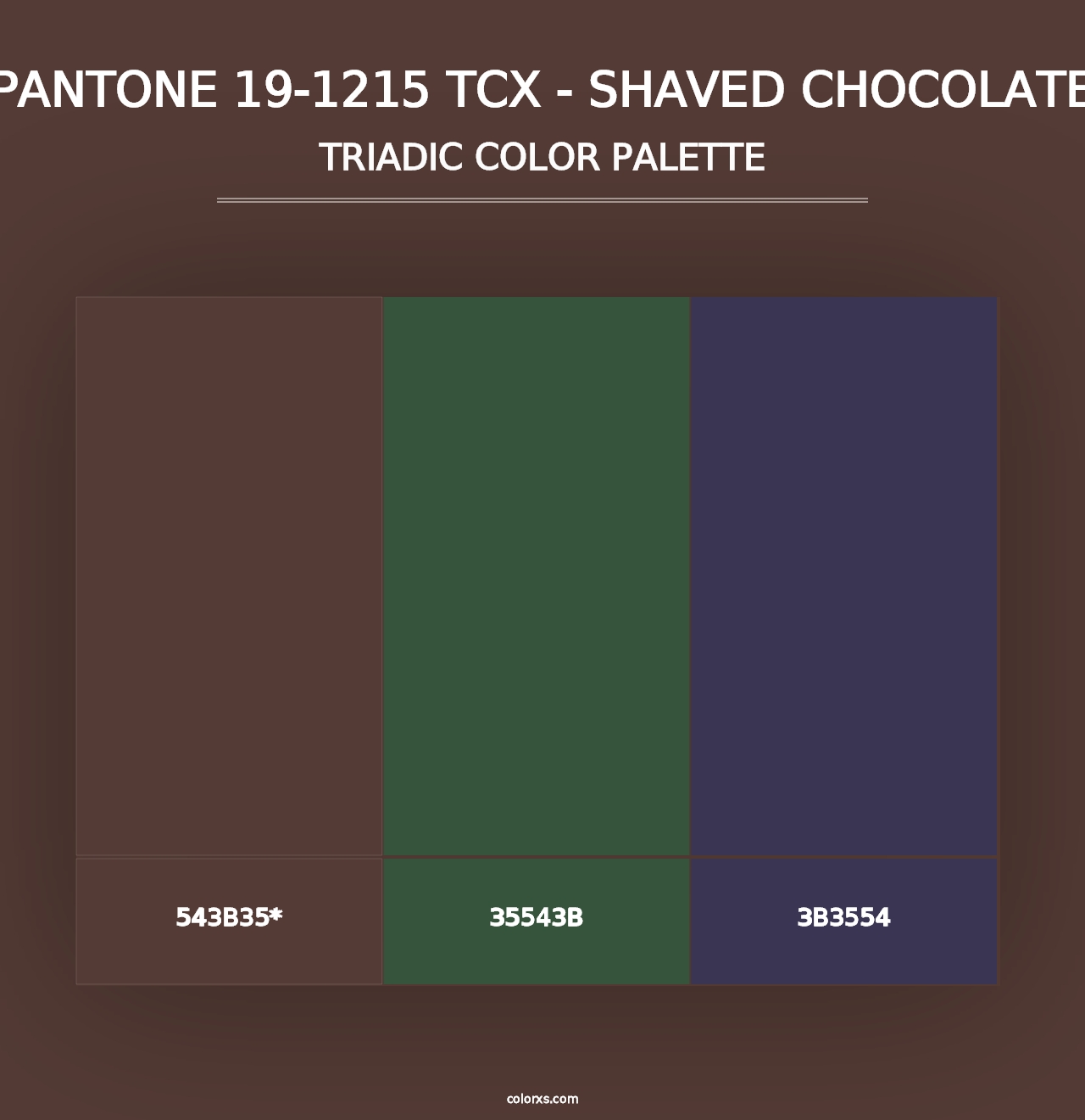 PANTONE 19-1215 TCX - Shaved Chocolate - Triadic Color Palette