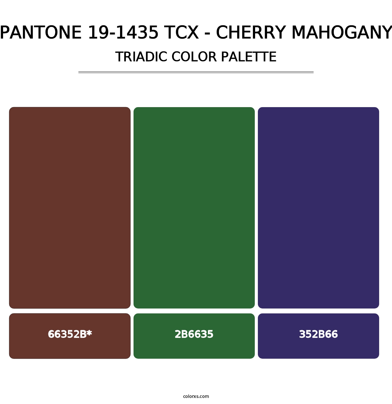 PANTONE 19-1435 TCX - Cherry Mahogany - Triadic Color Palette