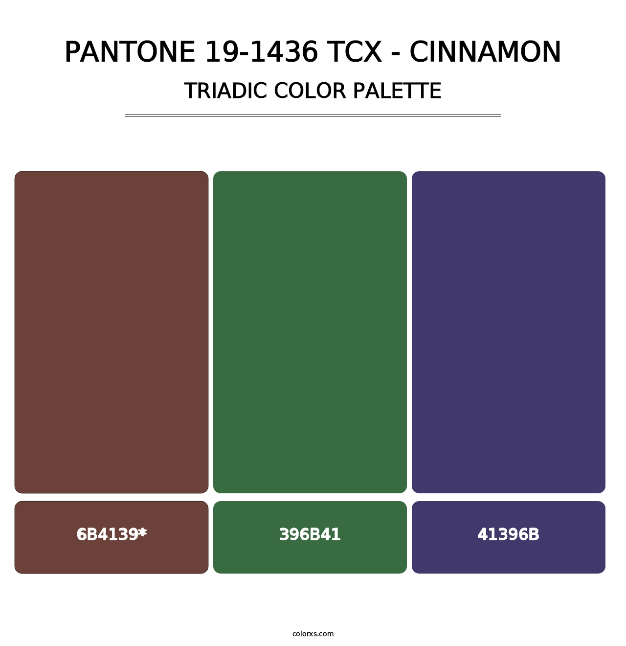 PANTONE 19-1436 TCX - Cinnamon - Triadic Color Palette