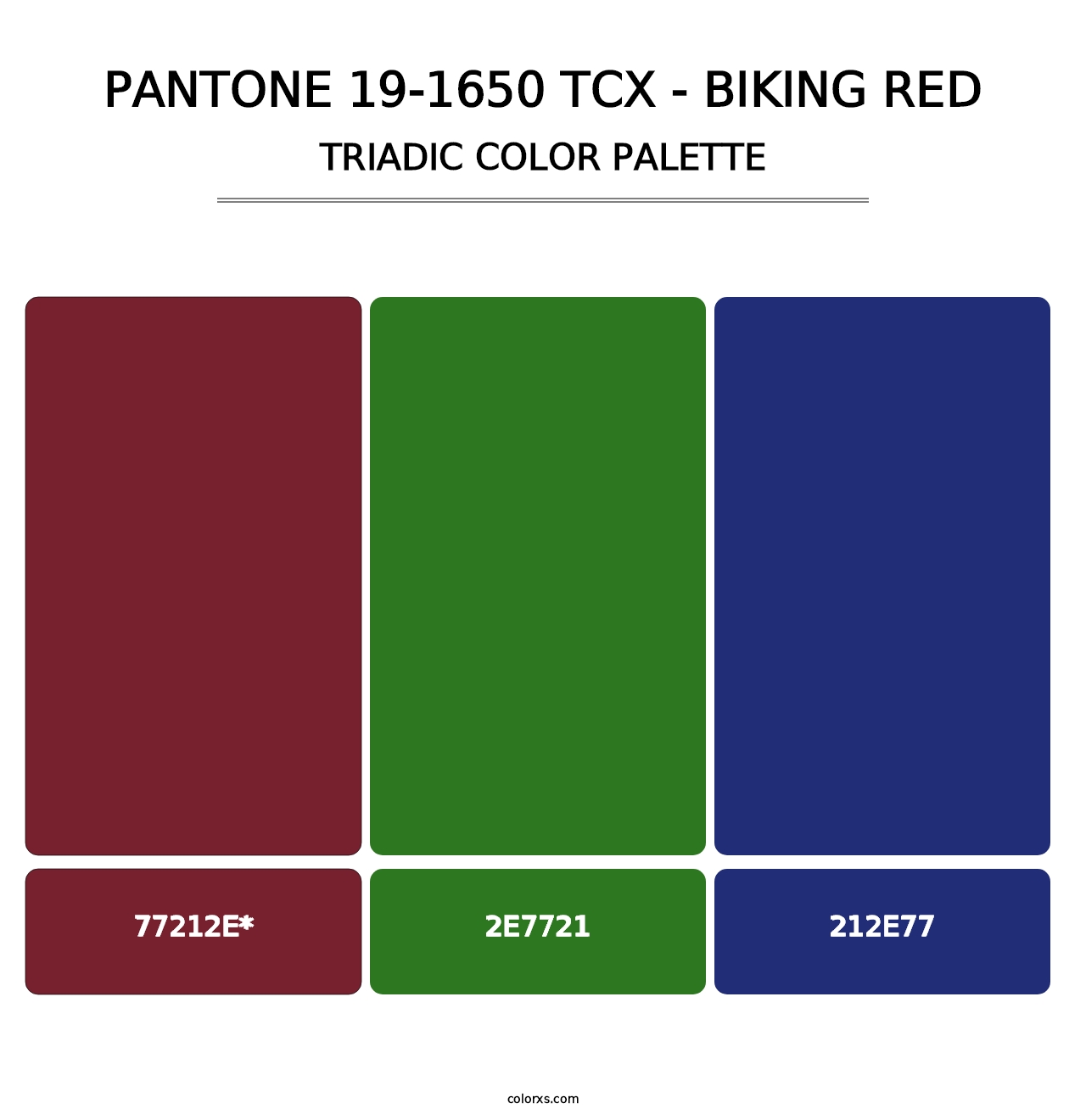 PANTONE 19-1650 TCX - Biking Red - Triadic Color Palette