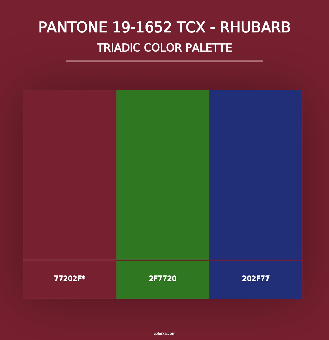 PANTONE 19-1652 TCX - Rhubarb - Triadic Color Palette