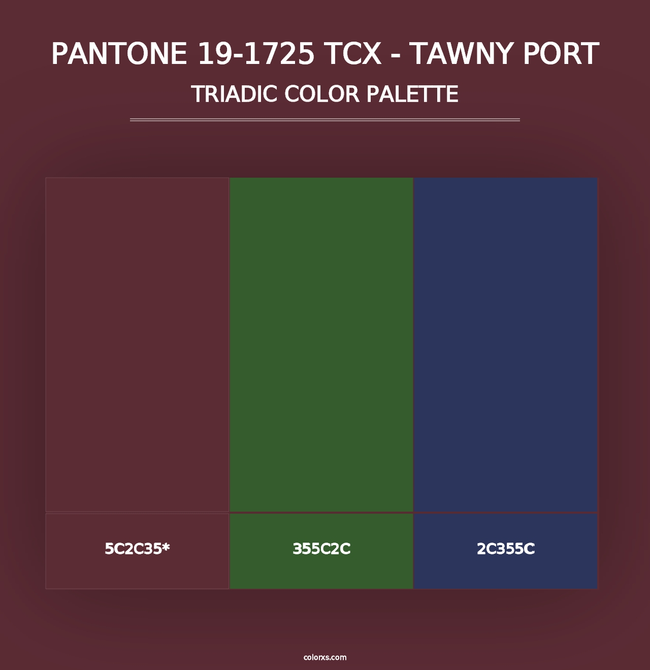 PANTONE 19-1725 TCX - Tawny Port - Triadic Color Palette