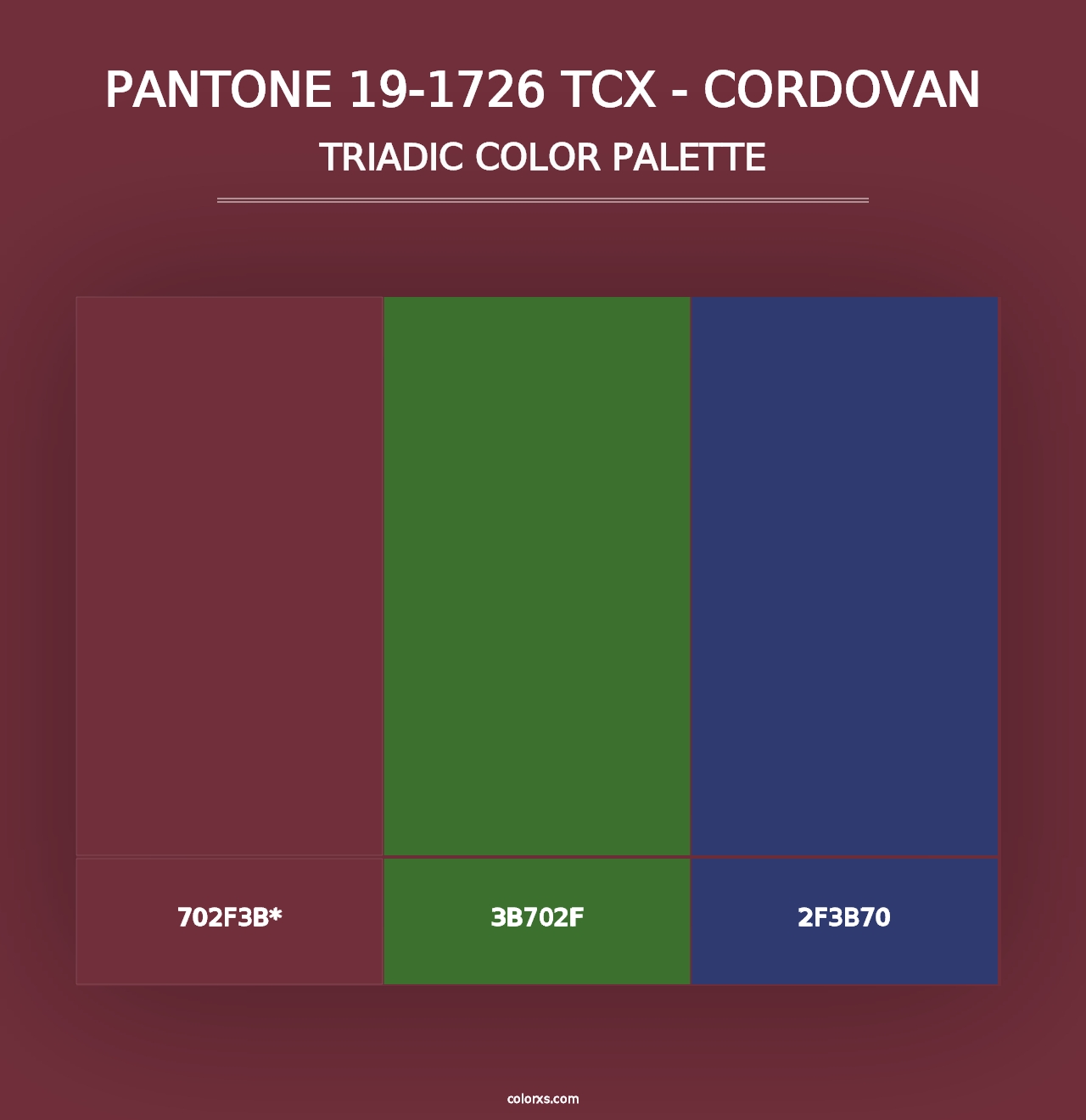 PANTONE 19-1726 TCX - Cordovan - Triadic Color Palette