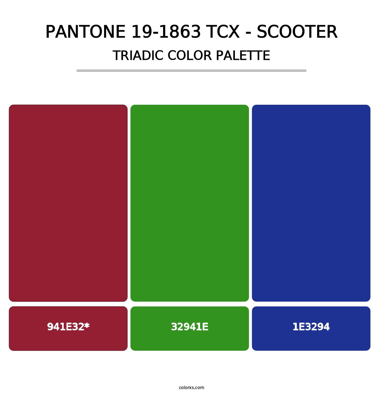 PANTONE 19-1863 TCX - Scooter - Triadic Color Palette