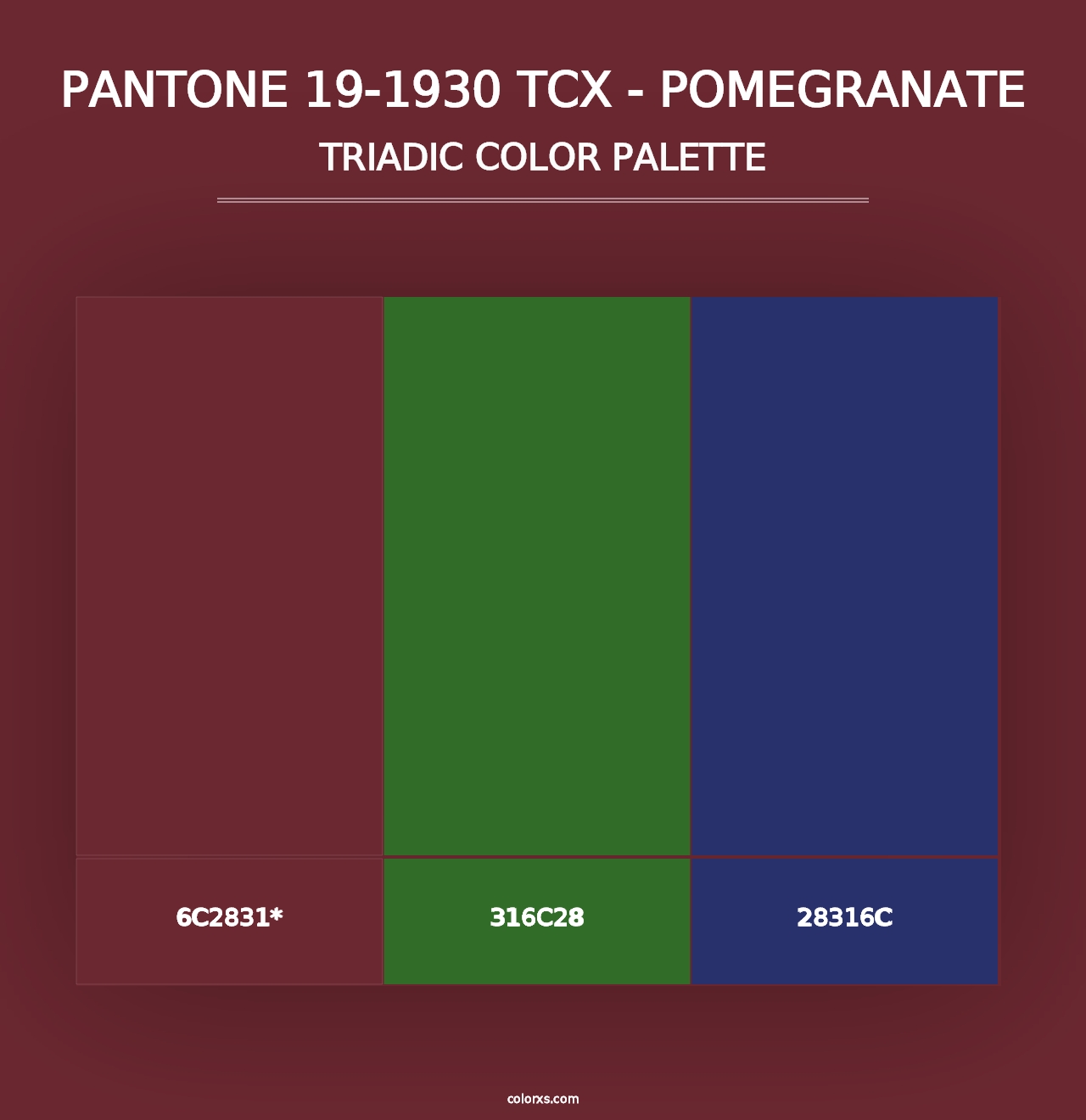 PANTONE 19-1930 TCX - Pomegranate - Triadic Color Palette