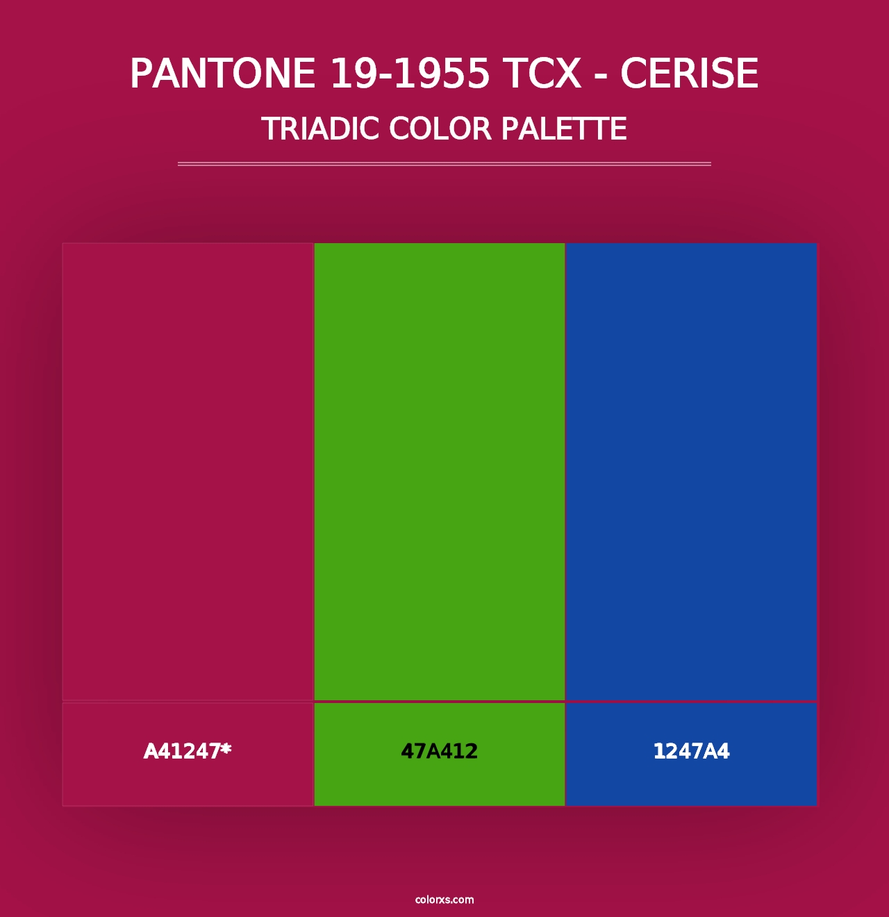 PANTONE 19-1955 TCX - Cerise - Triadic Color Palette