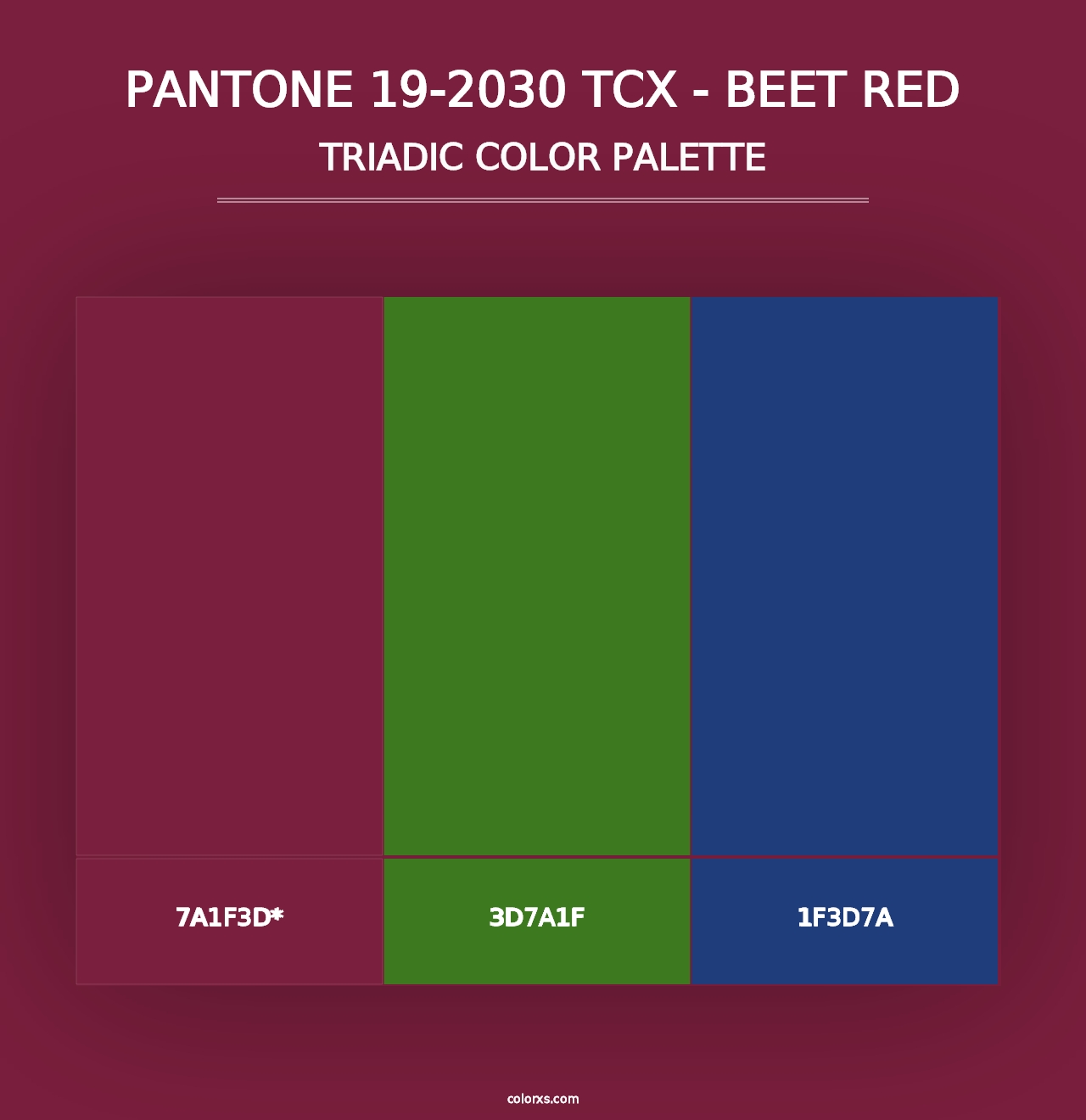 PANTONE 19-2030 TCX - Beet Red - Triadic Color Palette