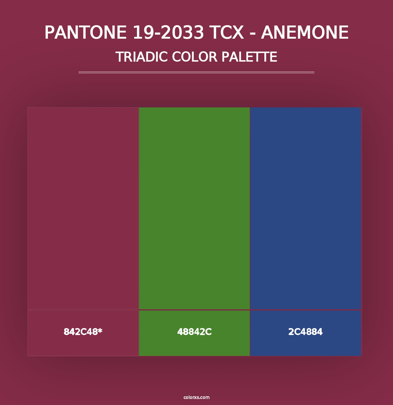 PANTONE 19-2033 TCX - Anemone - Triadic Color Palette