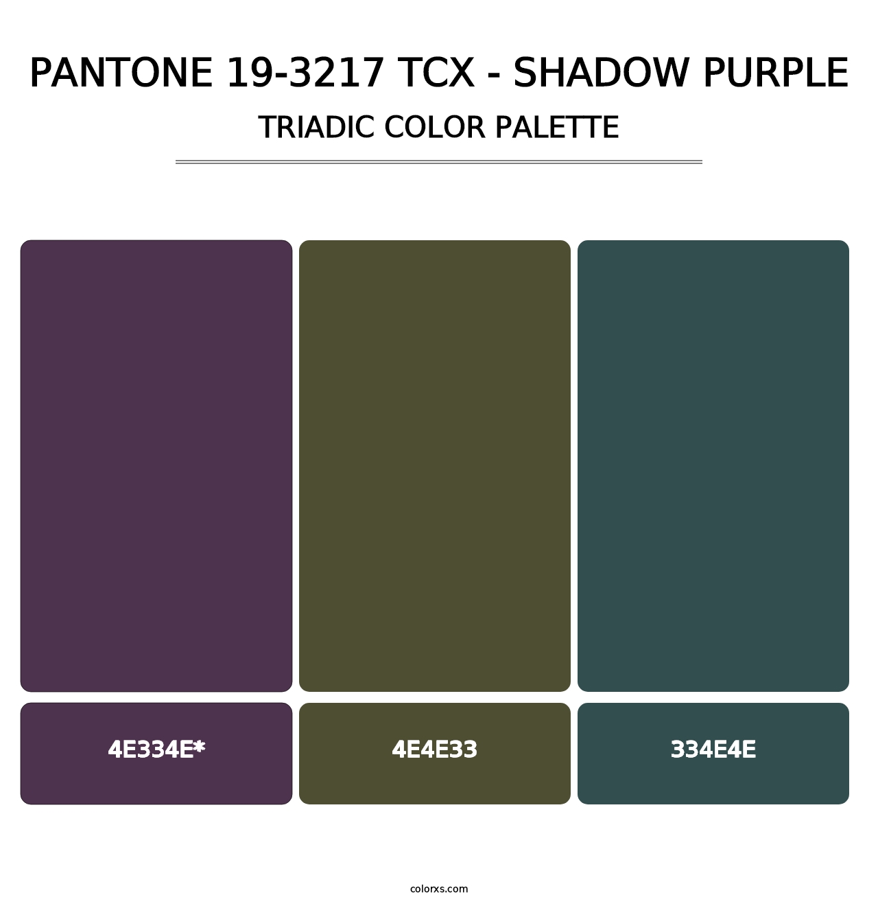 PANTONE 19-3217 TCX - Shadow Purple - Triadic Color Palette