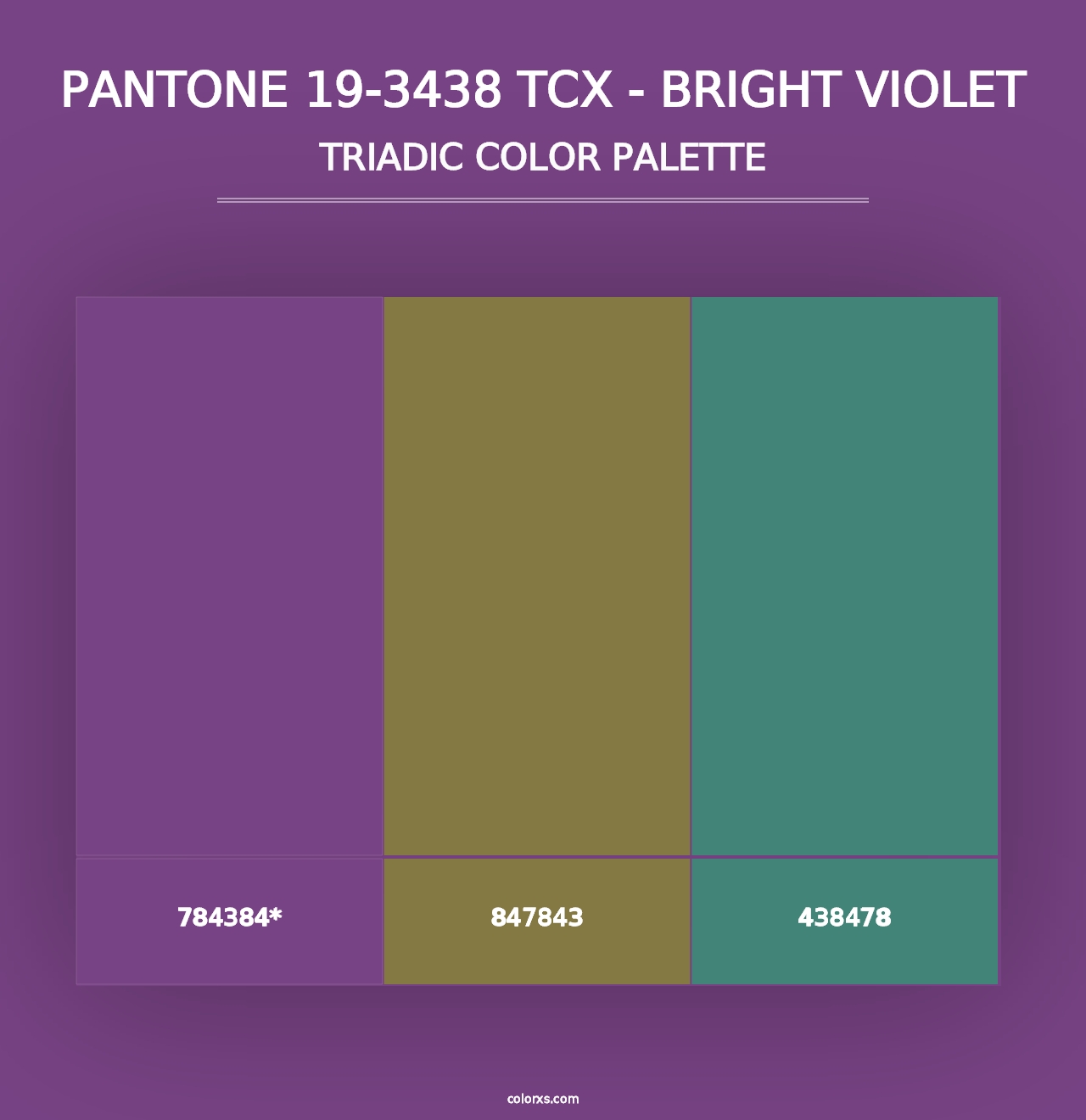 PANTONE 19-3438 TCX - Bright Violet - Triadic Color Palette