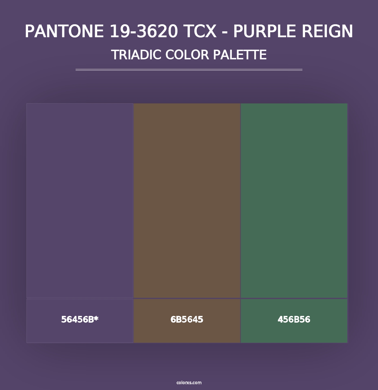 PANTONE 19-3620 TCX - Purple Reign - Triadic Color Palette