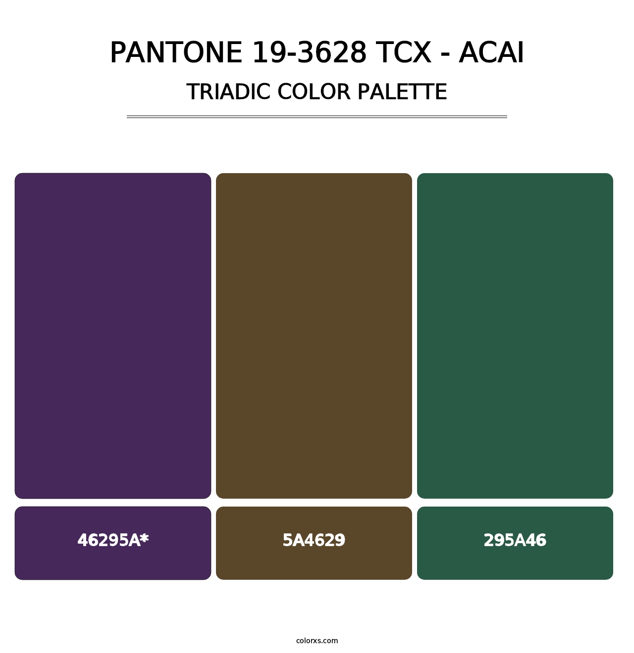 PANTONE 19-3628 TCX - Acai - Triadic Color Palette