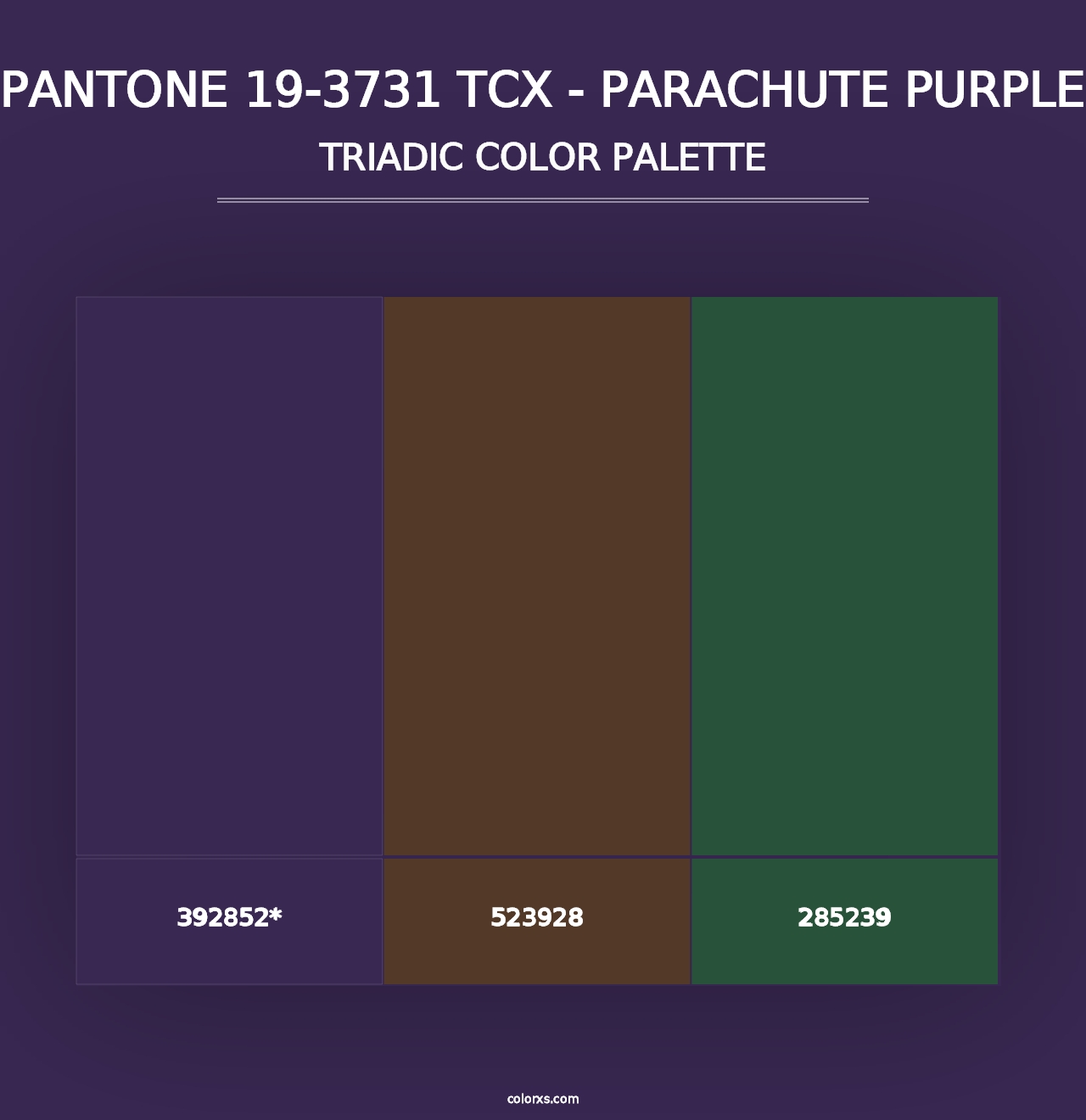 PANTONE 19-3731 TCX - Parachute Purple - Triadic Color Palette