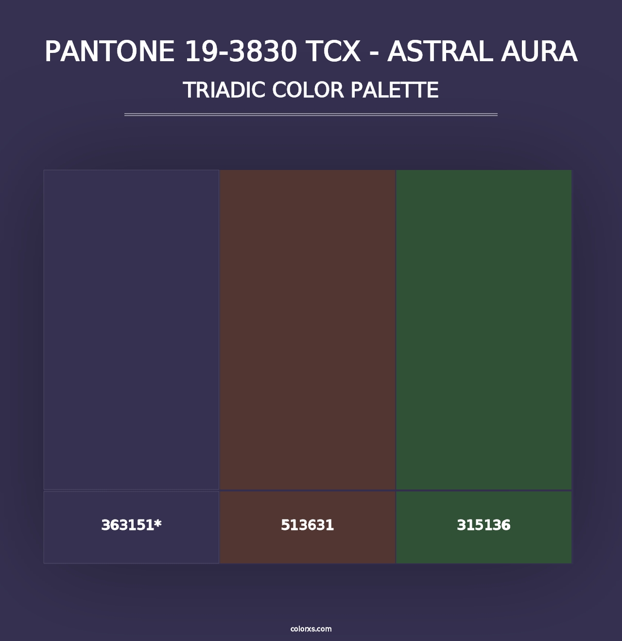 PANTONE 19-3830 TCX - Astral Aura - Triadic Color Palette