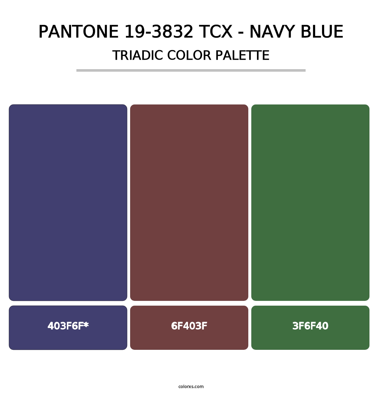 PANTONE 19-3832 TCX - Navy Blue - Triadic Color Palette