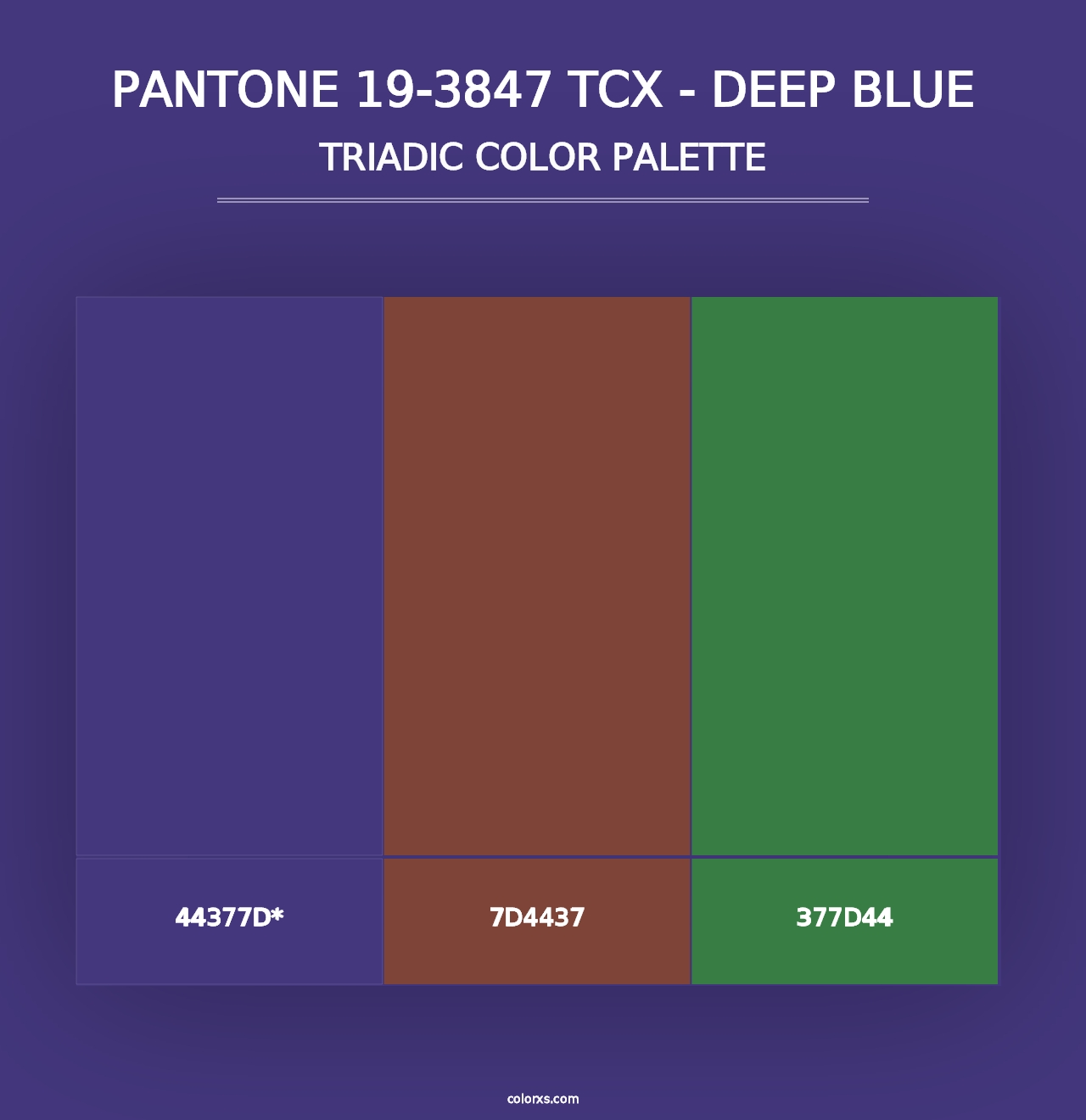 PANTONE 19-3847 TCX - Deep Blue - Triadic Color Palette