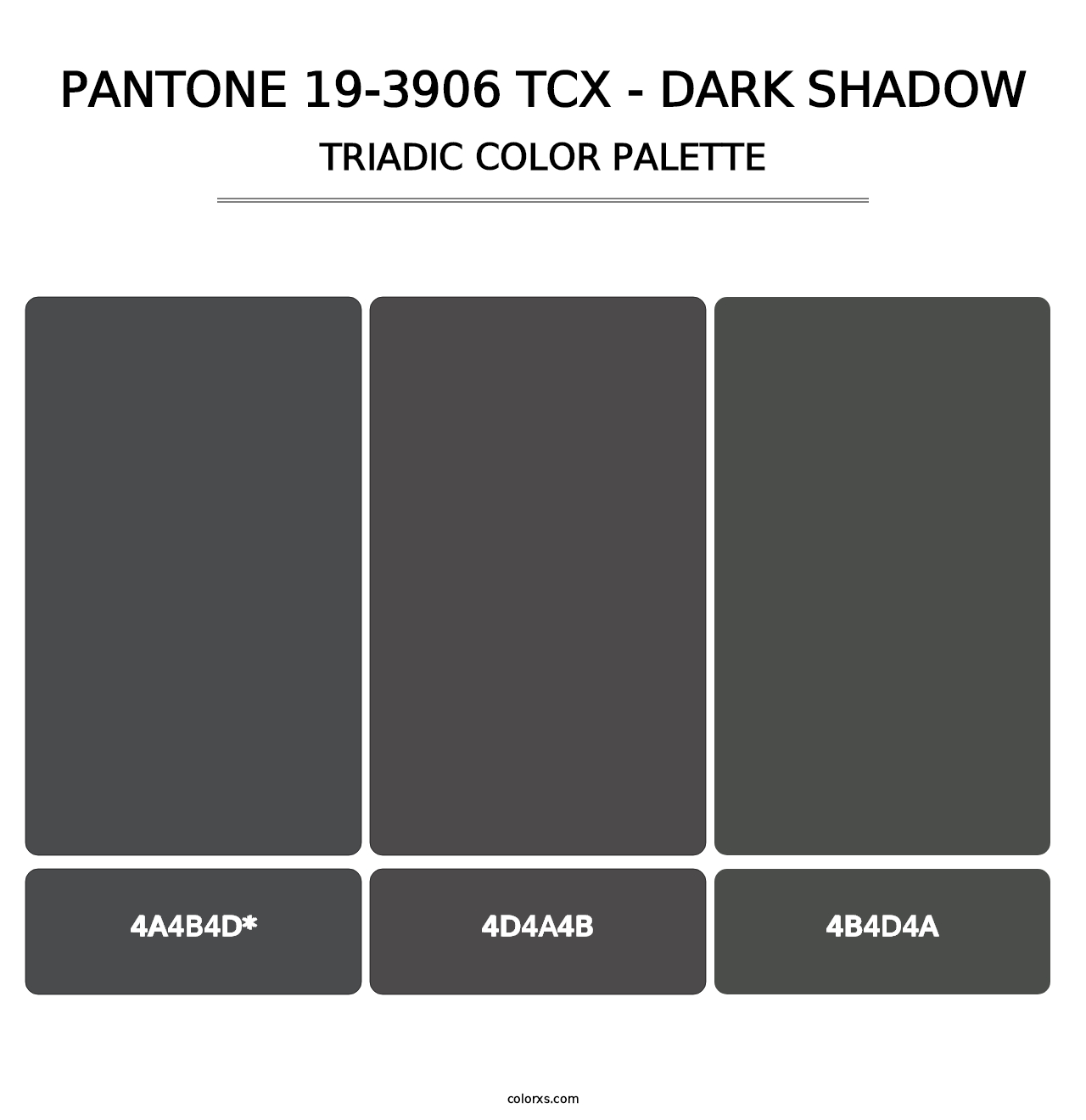 PANTONE 19-3906 TCX - Dark Shadow - Triadic Color Palette