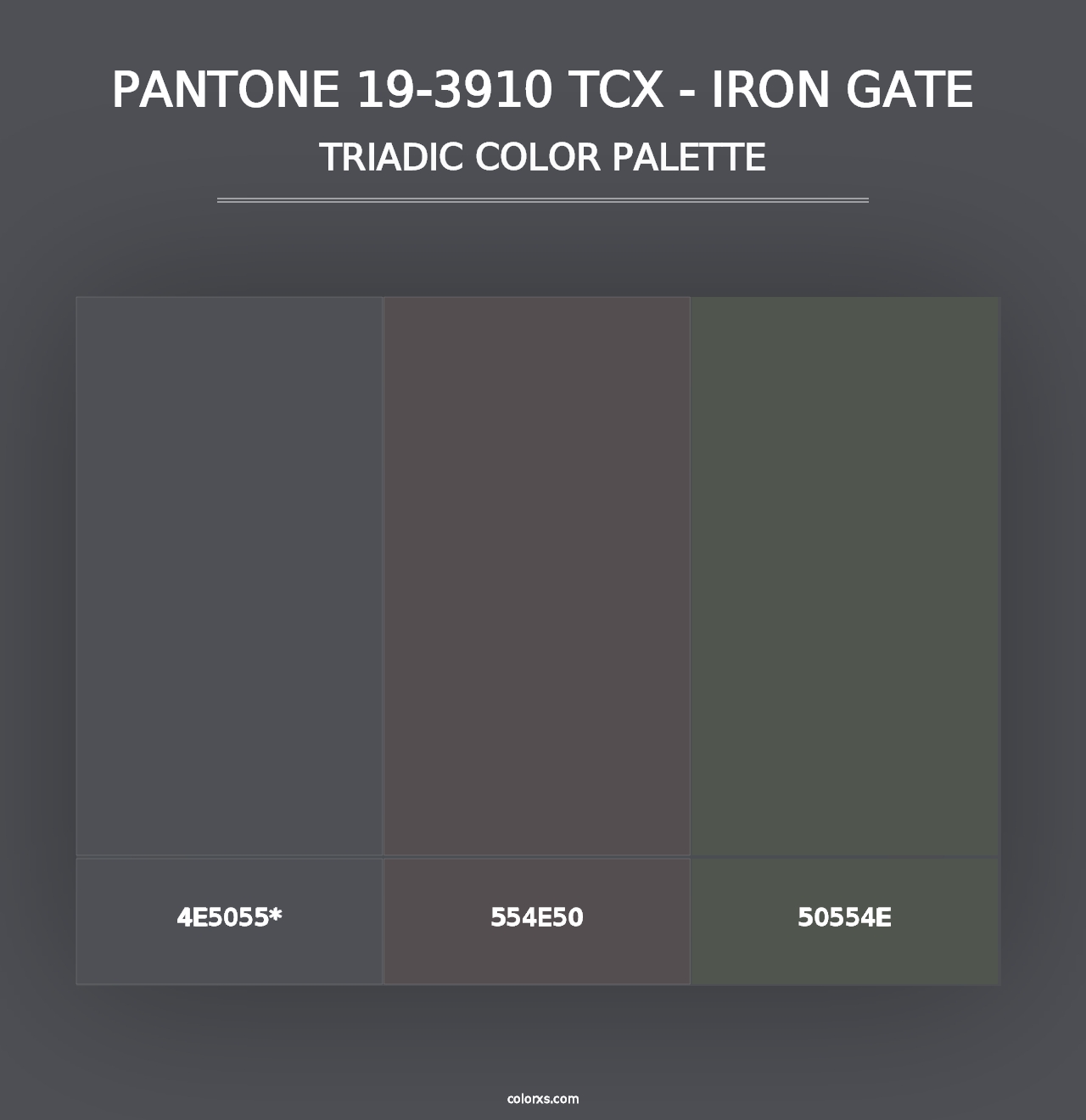 PANTONE 19-3910 TCX - Iron Gate - Triadic Color Palette