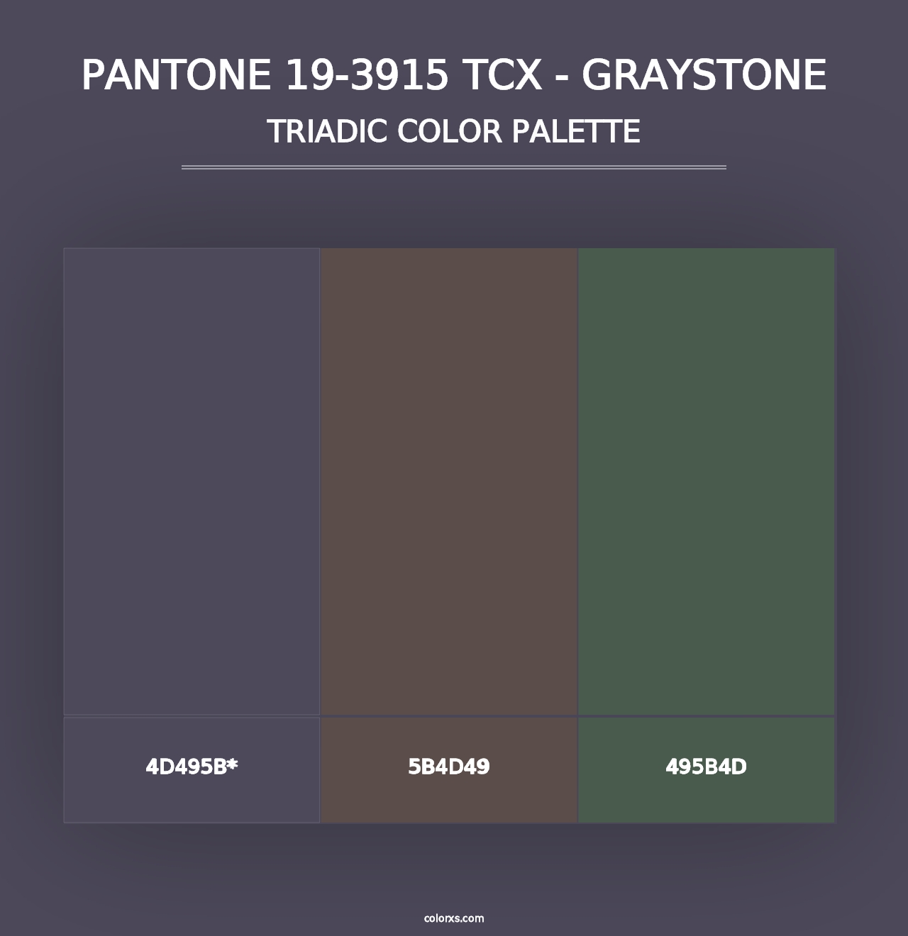 PANTONE 19-3915 TCX - Graystone - Triadic Color Palette