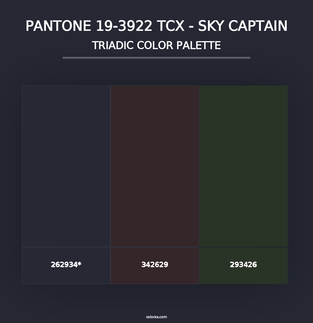 PANTONE 19-3922 TCX - Sky Captain - Triadic Color Palette