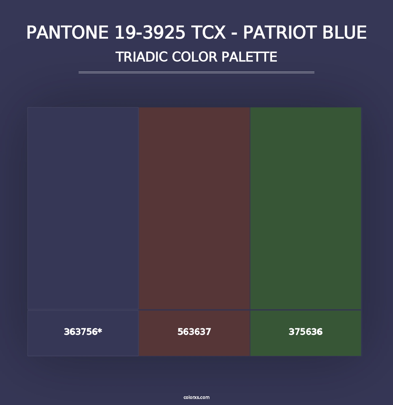 PANTONE 19-3925 TCX - Patriot Blue - Triadic Color Palette