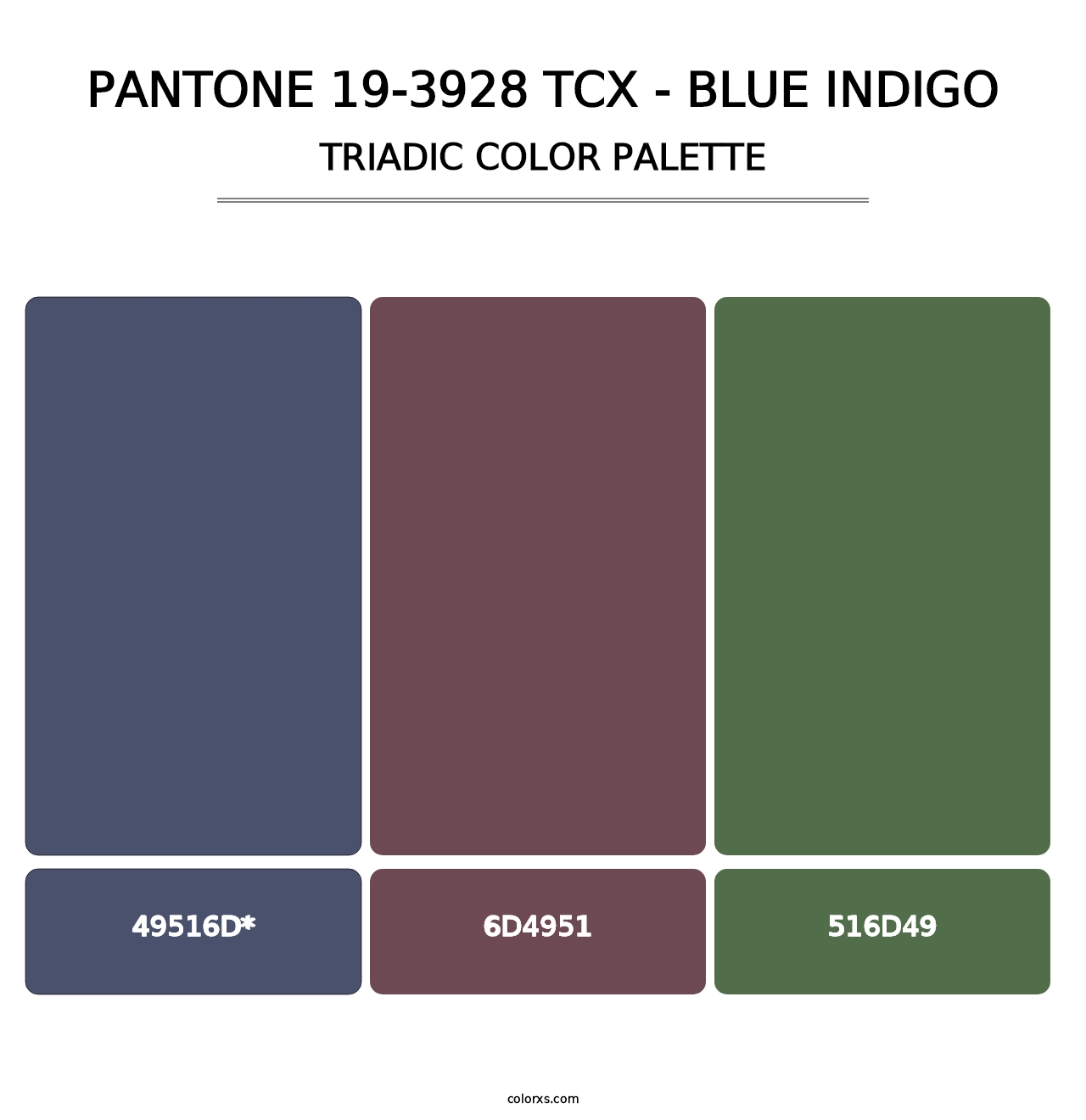 PANTONE 19-3928 TCX - Blue Indigo - Triadic Color Palette