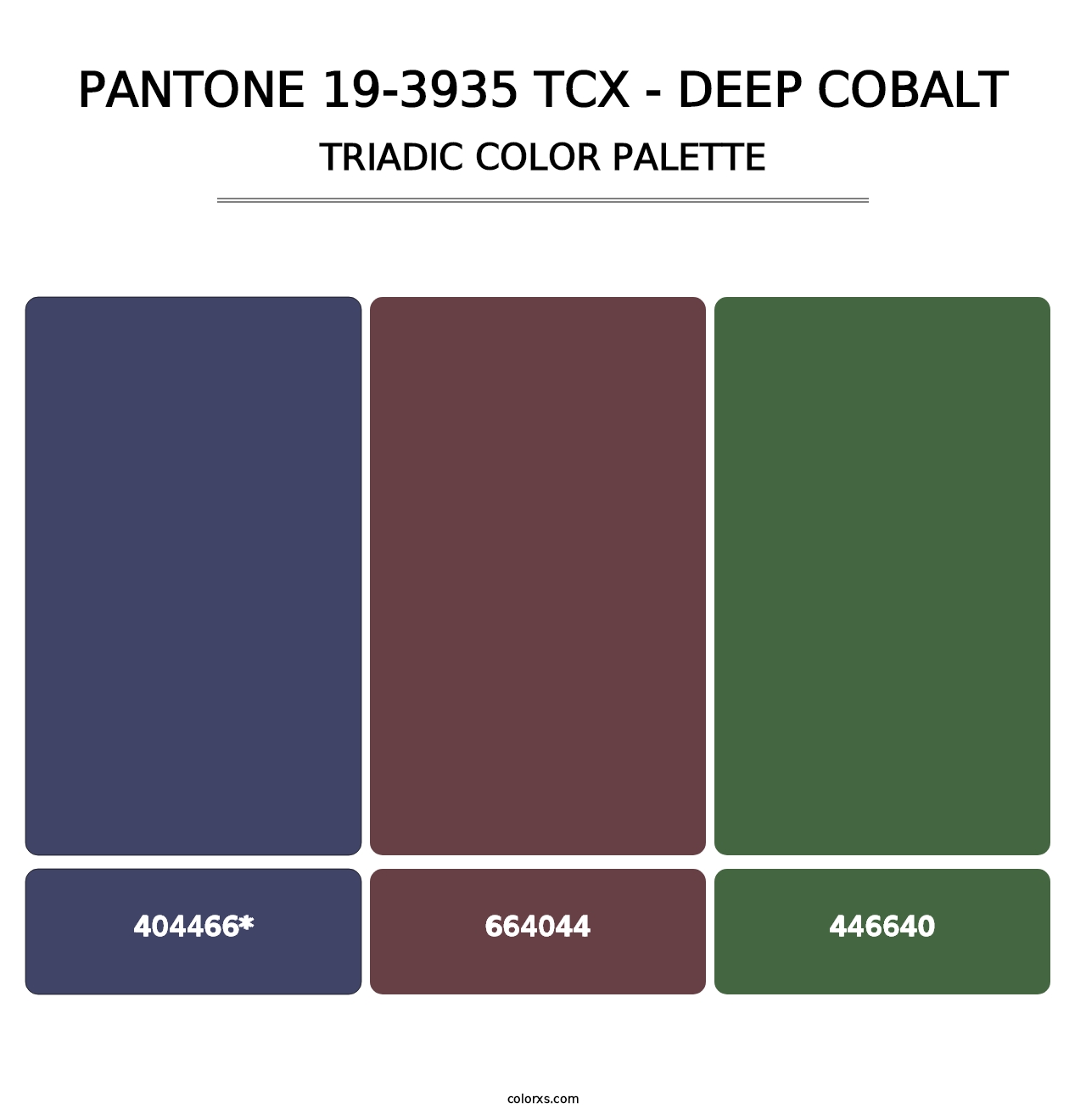 PANTONE 19-3935 TCX - Deep Cobalt - Triadic Color Palette