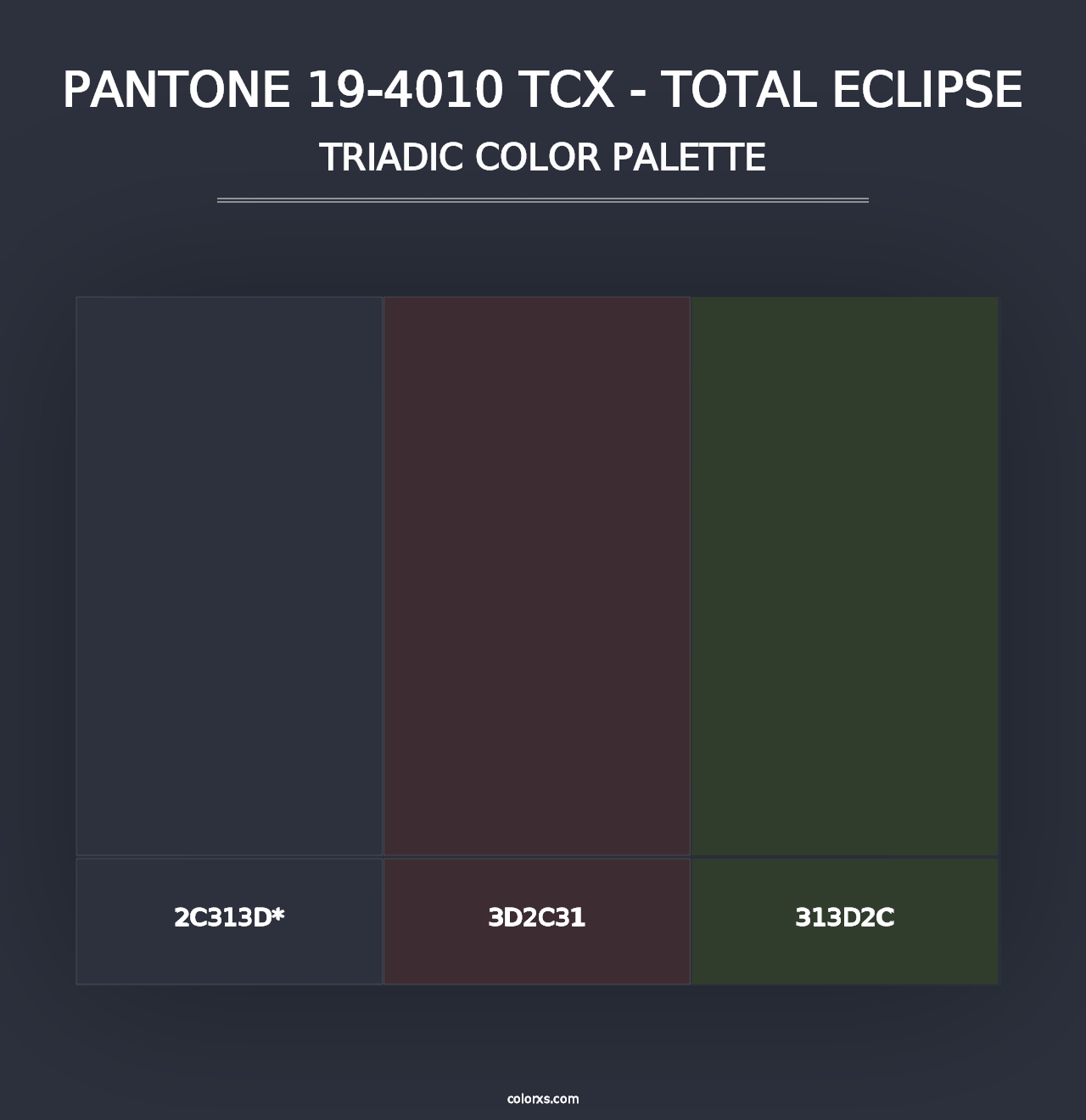 PANTONE 19-4010 TCX - Total Eclipse - Triadic Color Palette