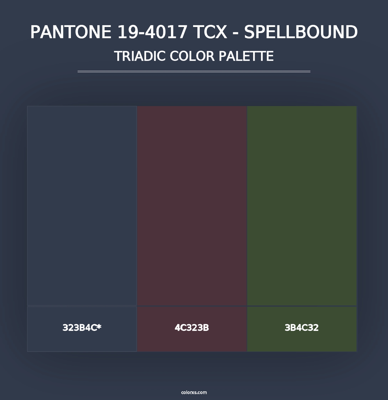 PANTONE 19-4017 TCX - Spellbound - Triadic Color Palette