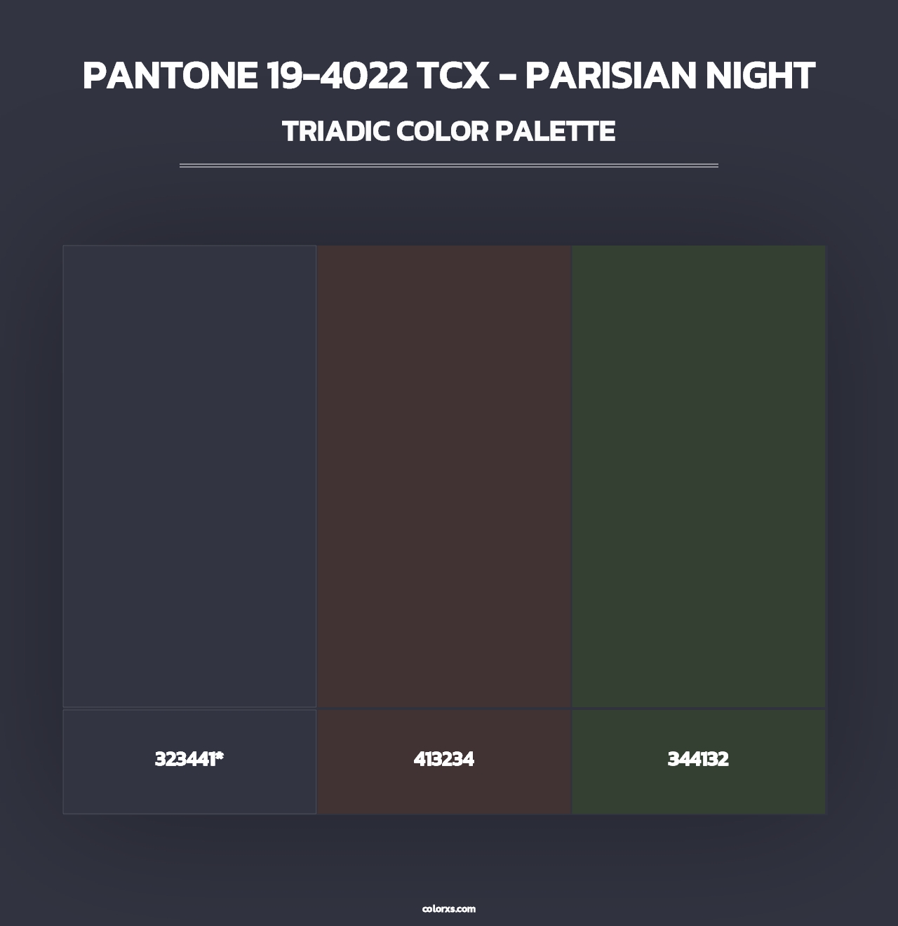 PANTONE 19-4022 TCX - Parisian Night - Triadic Color Palette