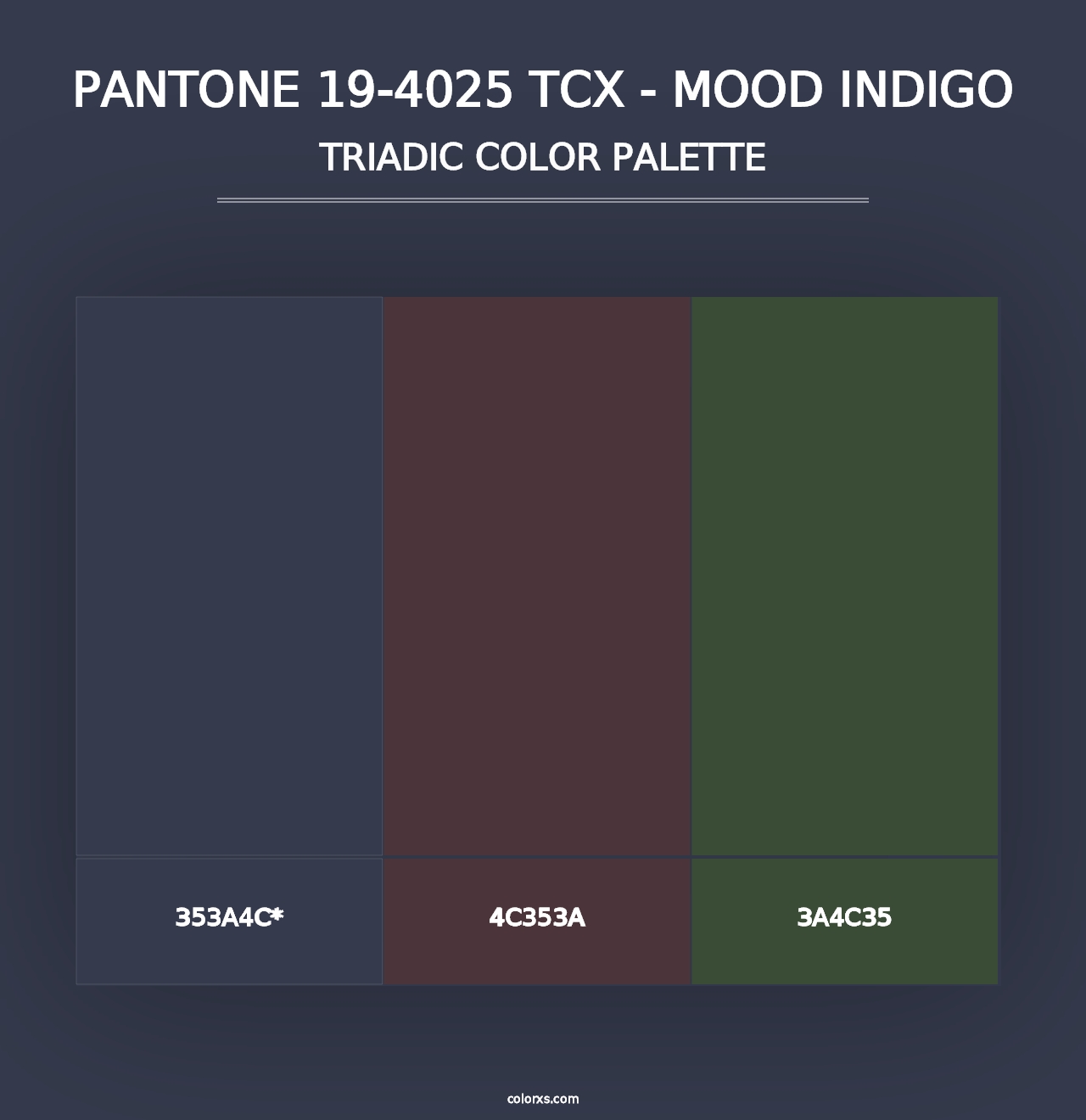 PANTONE 19-4025 TCX - Mood Indigo - Triadic Color Palette