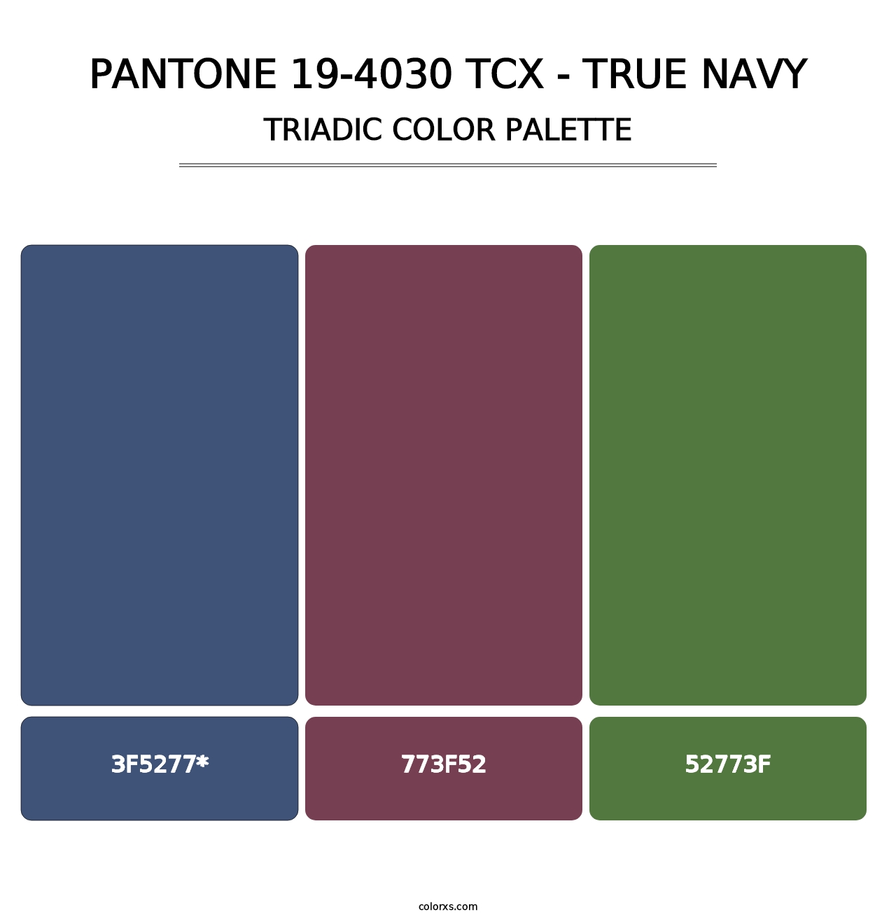 PANTONE 19-4030 TCX - True Navy - Triadic Color Palette