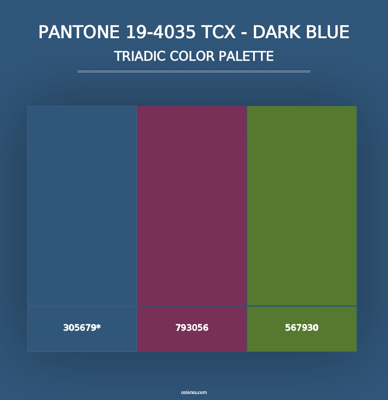 PANTONE 19-4035 TCX - Dark Blue - Triadic Color Palette